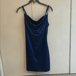 Blue satin homecoming or cocktail dress